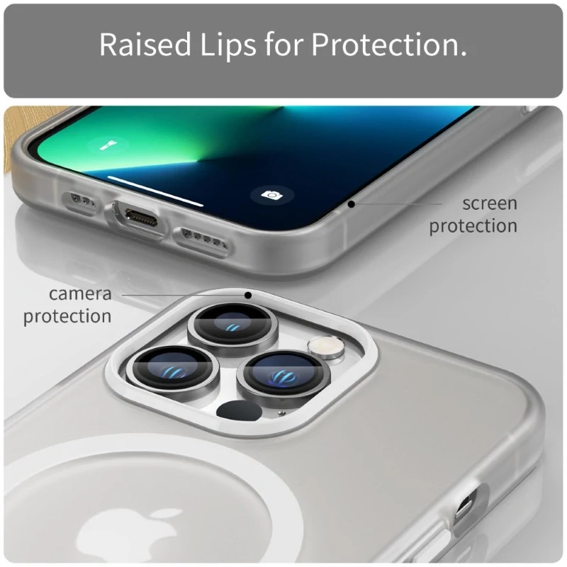 Kryt na iPhone 13 Pro Max gumový Candy (podpora MagSafe) biely