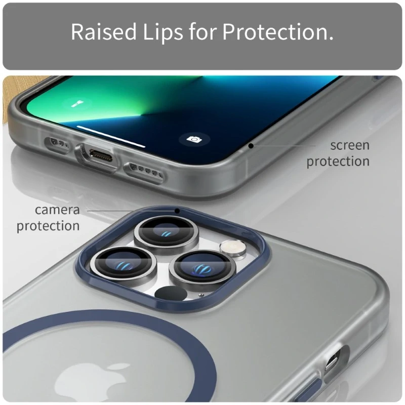 Kryt na iPhone 13 Pro Max gumový Candy (podpora MagSafe) tmavo modrý