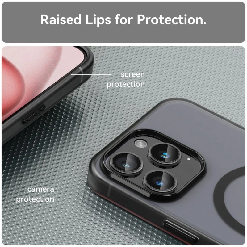 Kryt na iPhone 15 Pro Max gumový Candy (podpora MagSafe) čierny