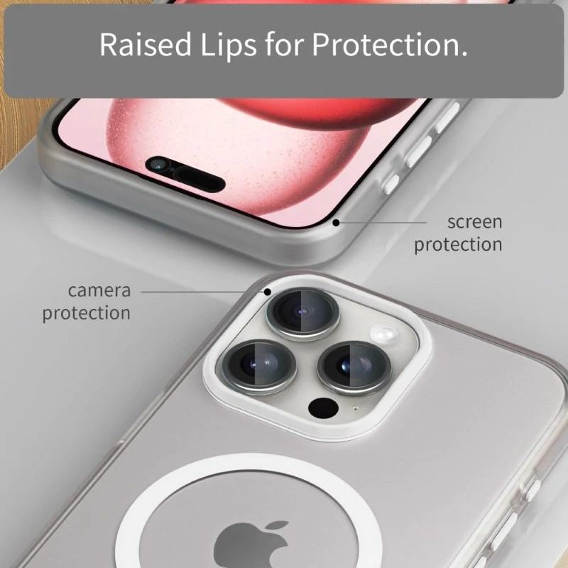 Kryt na iPhone 15 Pro Max gumový Candy (podpora MagSafe) biely
