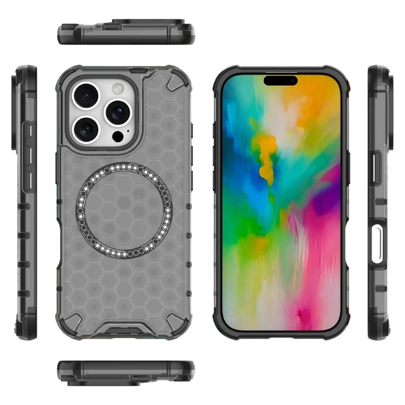 Kryt na iPhone 16 Pro Max odolný Honeycomb s podporou MagSafe čierny