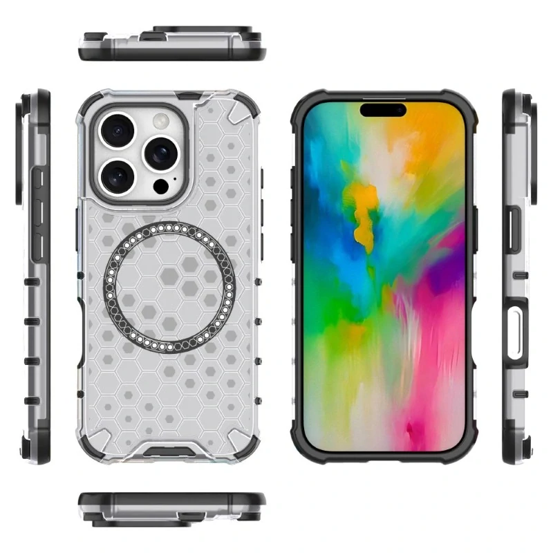 Kryt na iPhone 16 Pro Max odolný Honeycomb s podporou MagSafe číry