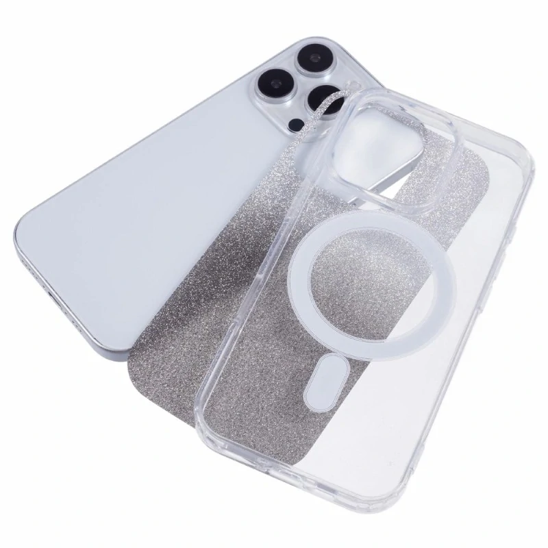 Kryt na iPhone 16 Pro Glitter s podporou MagSafe čierny