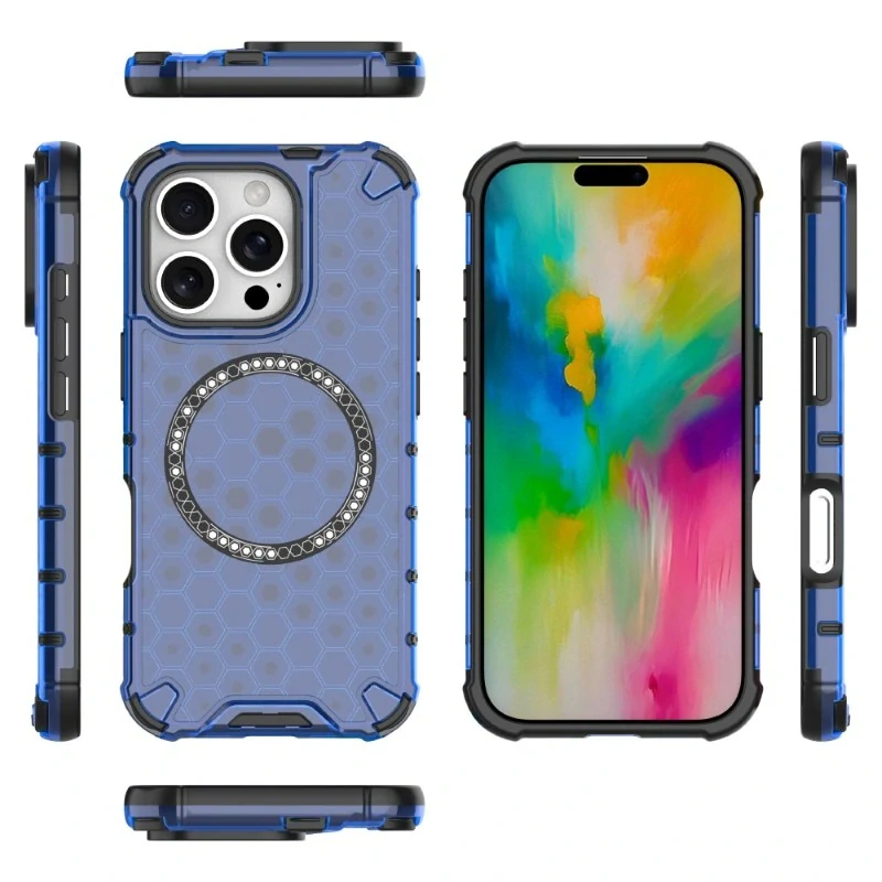 Kryt na iPhone 16 Pro odolný Honeycomb s podporou MagSafe modrý