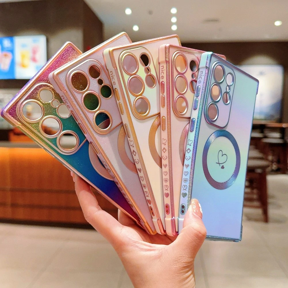 Kryt na Samsung Galaxy S25 Ultra Srdiečko s podporou MagSafe dúhový