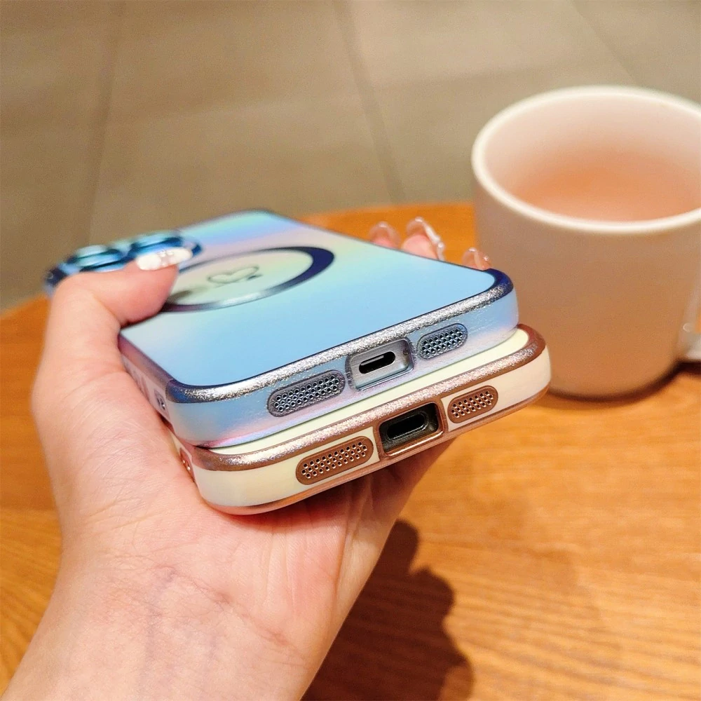 Kryt na iPhone 15 Pro Max Srdiečko s podporou MagSafe dúhový