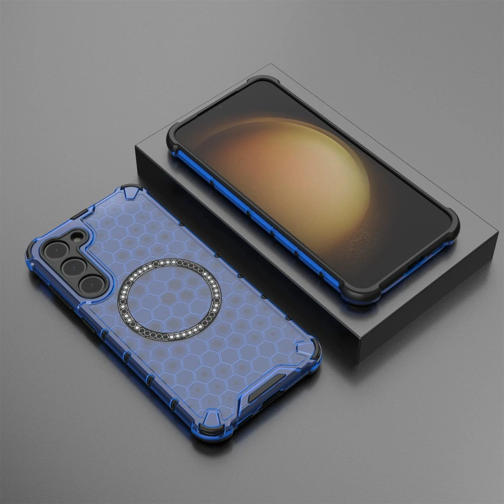 Kryt na Samsung Galaxy S23 odolný Honeycomb s podporou Magsafe modrý
