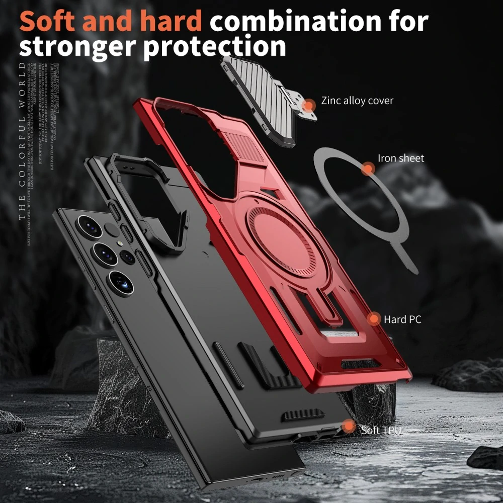 Kryt na Samsung Galaxy S23 Ultra s krytom na fotoaparát červený