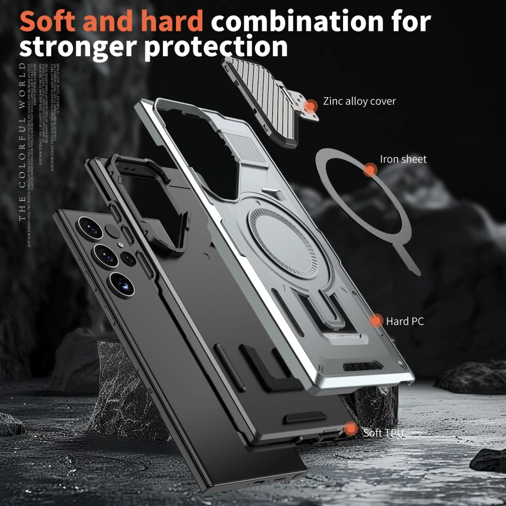 Kryt na Samsung Galaxy S23 Ultra s krytom na fotoaparát strieborný