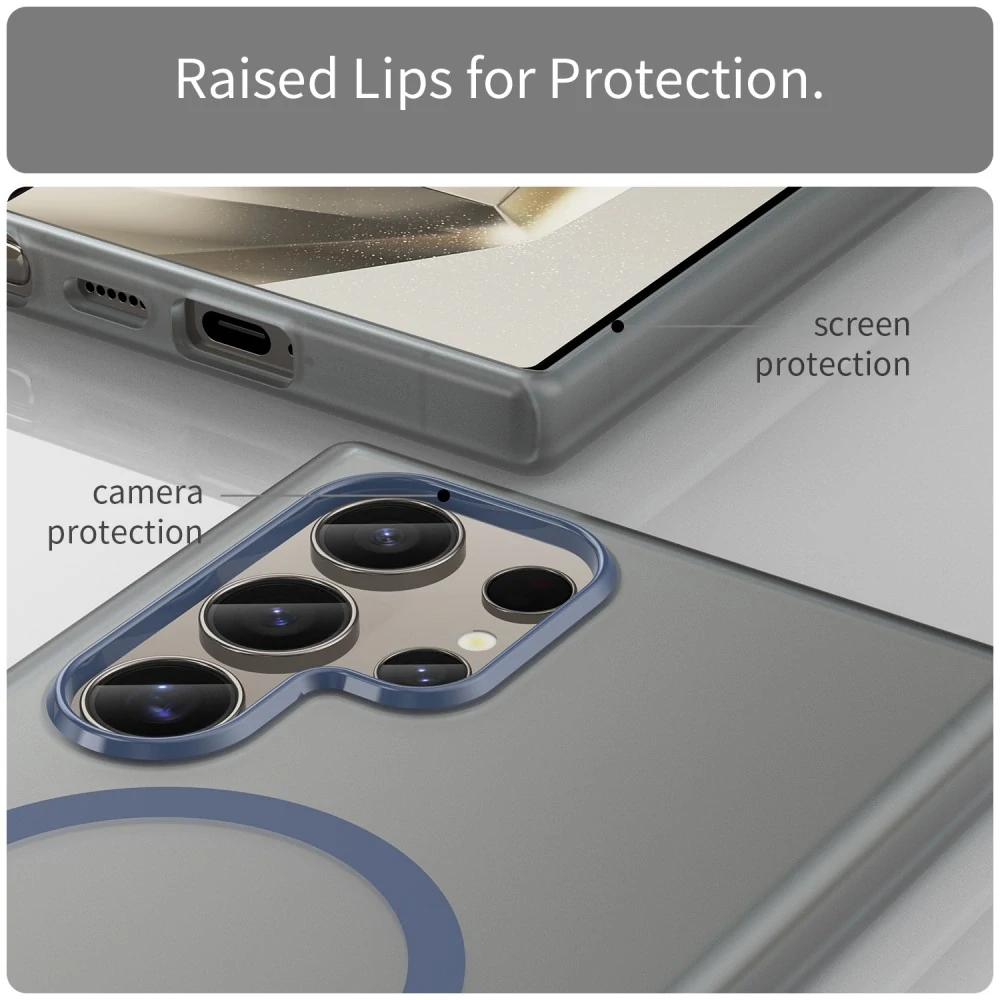 Kryt na Samsung Galaxy S23 Ultra gumový Magnetic (podpora MagSafe) tmavomodrý