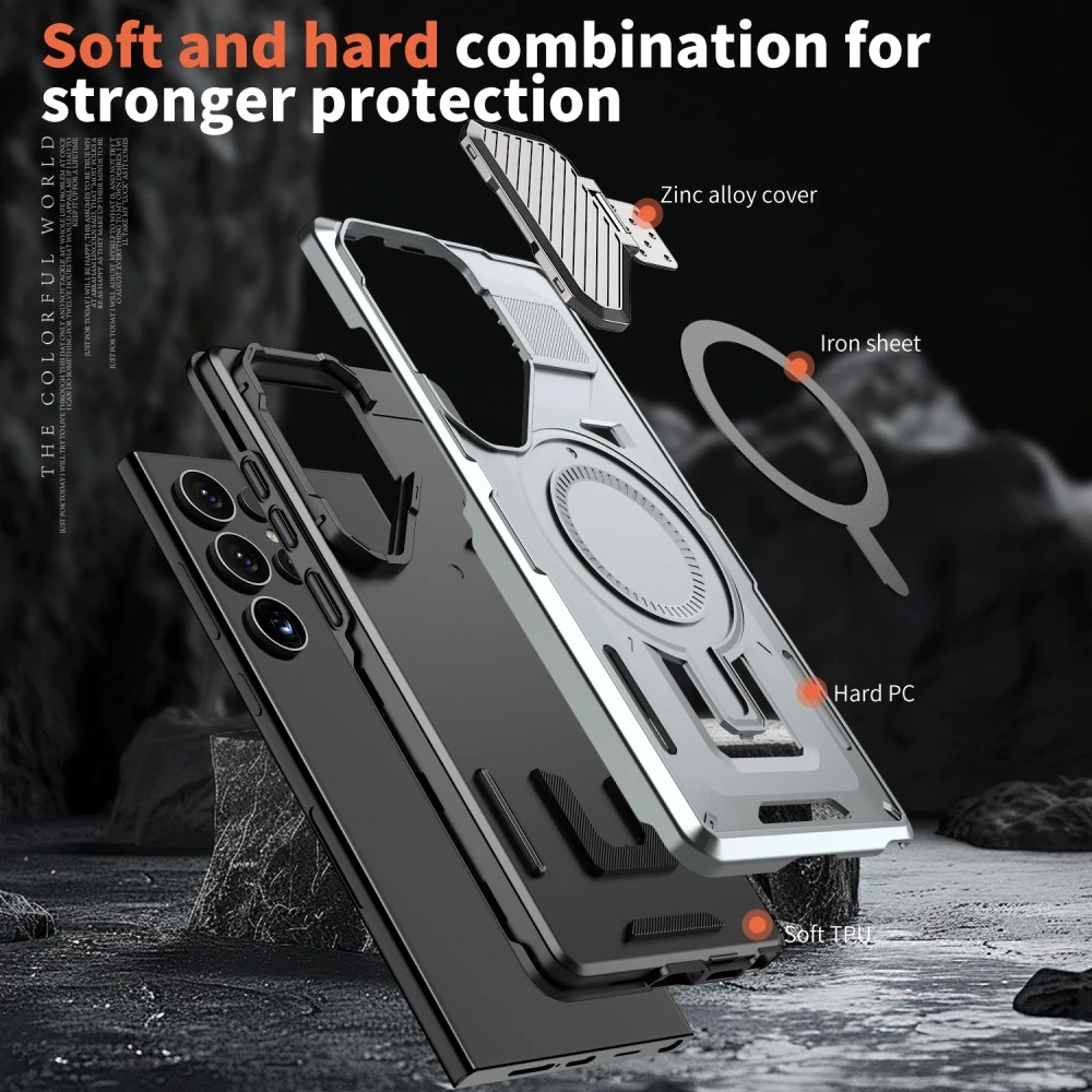 Kryt na Samsung Galaxy S24 Ultra s krytkou na fotoaparát strieborný