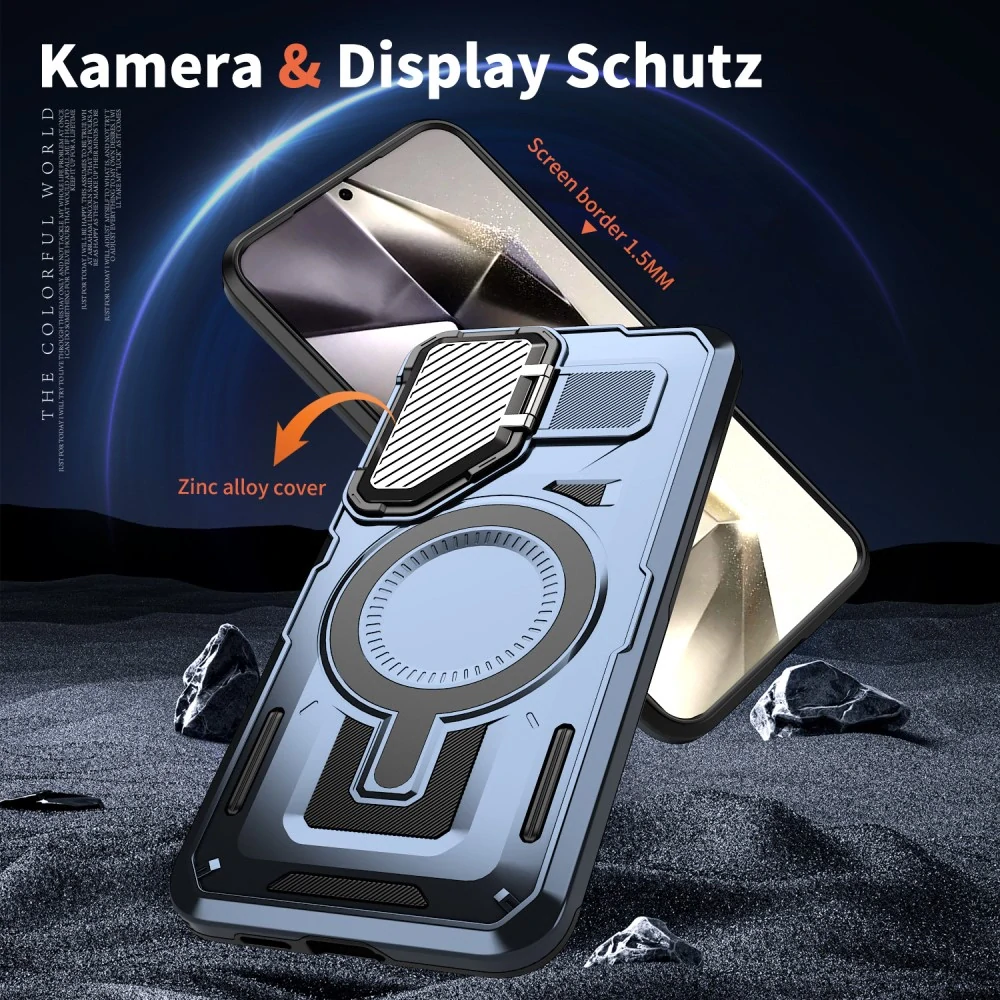 Kryt na Samsung Galaxy S25 s krytkou na fotoaparát modrý