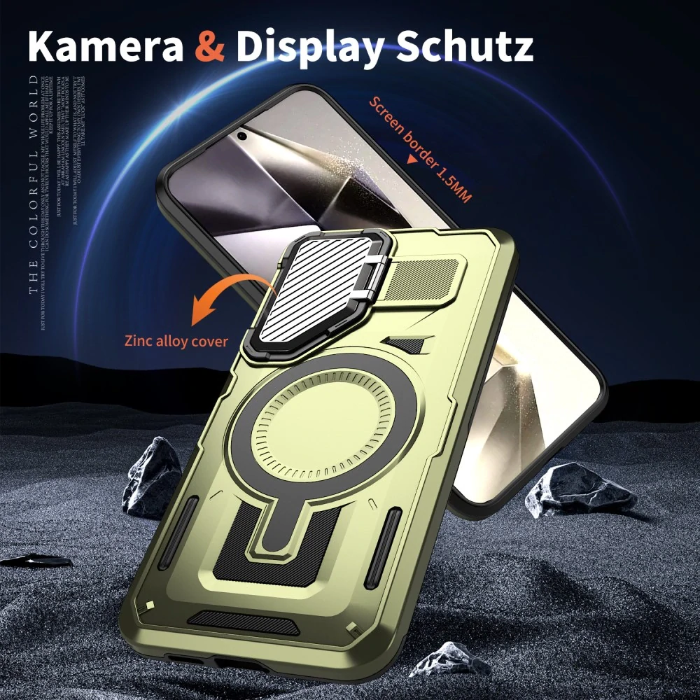 Kryt na Samsung Galaxy S25 s krytkou na fotoaparát zelený