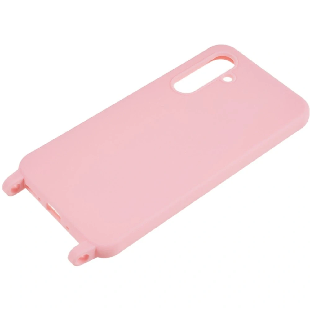 Kryt na Samsung Galaxy S25 gumový so šnúrkou na krk ružový