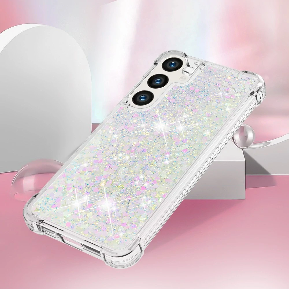 Kryt na Samsung Galaxy S24 FE Srdiečko trblietavý strieborný