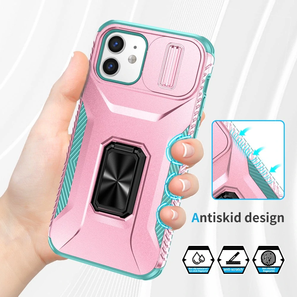 Kryt na iPhone 12 / 12 Pro odolný s krytom na fotoaparát ružový