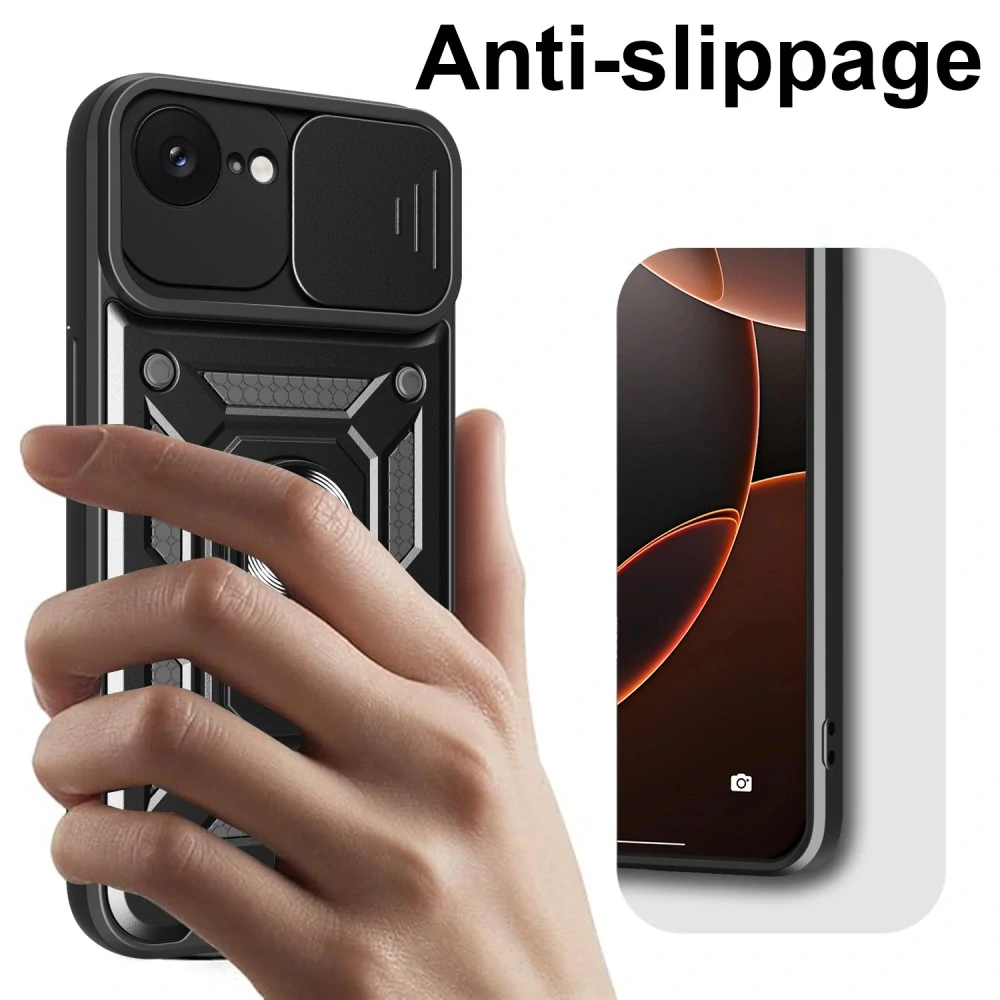 Kryt na iPhone 16E odolný s krytkou na fotoaparát červený