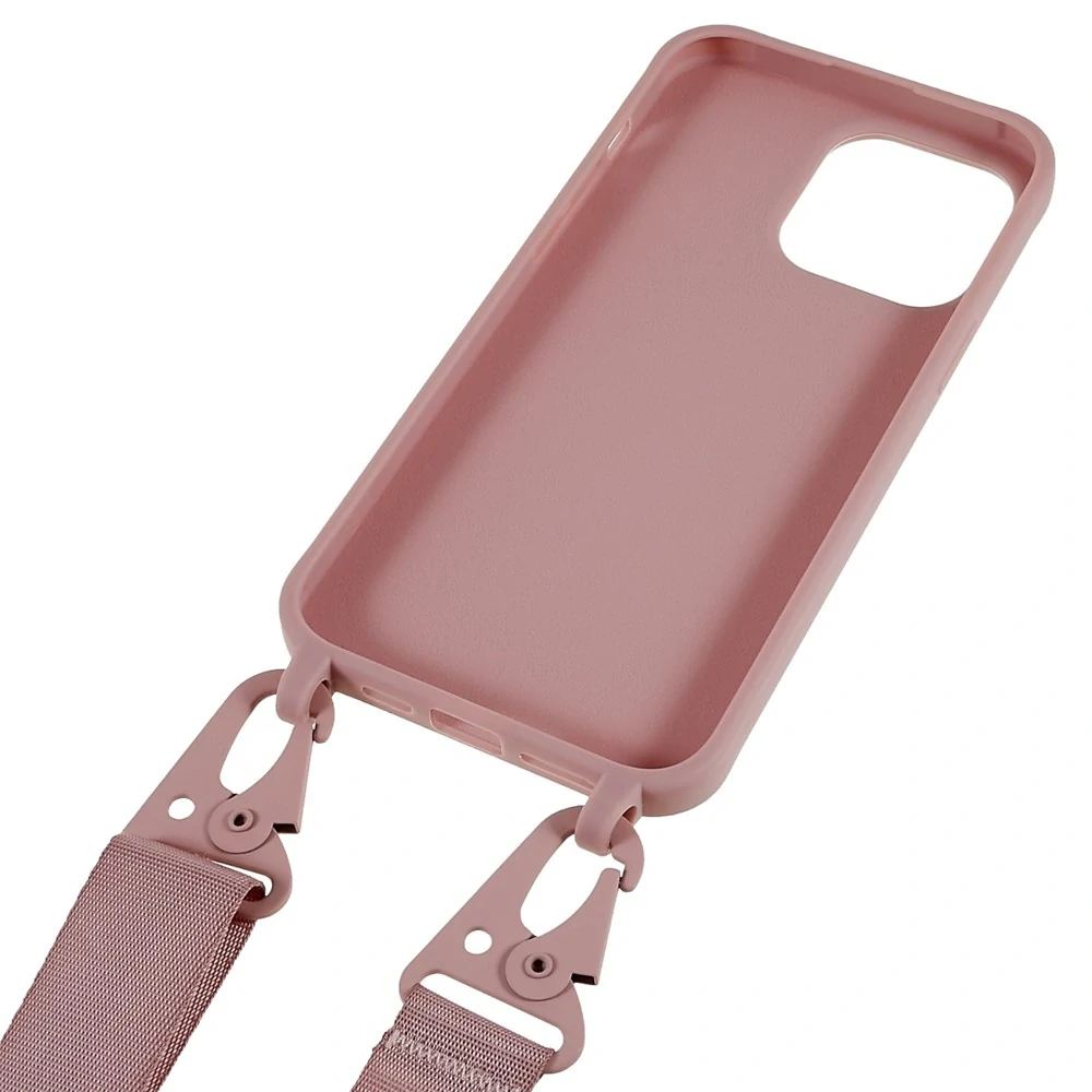 Kryt na iPhone 14 Pro Wide gumový so šnúrkou na krk staroružový