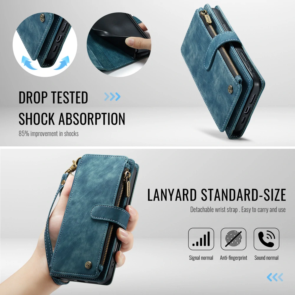 Puzdro pre iPhone 17 CASEME Luxury Double Layer modré