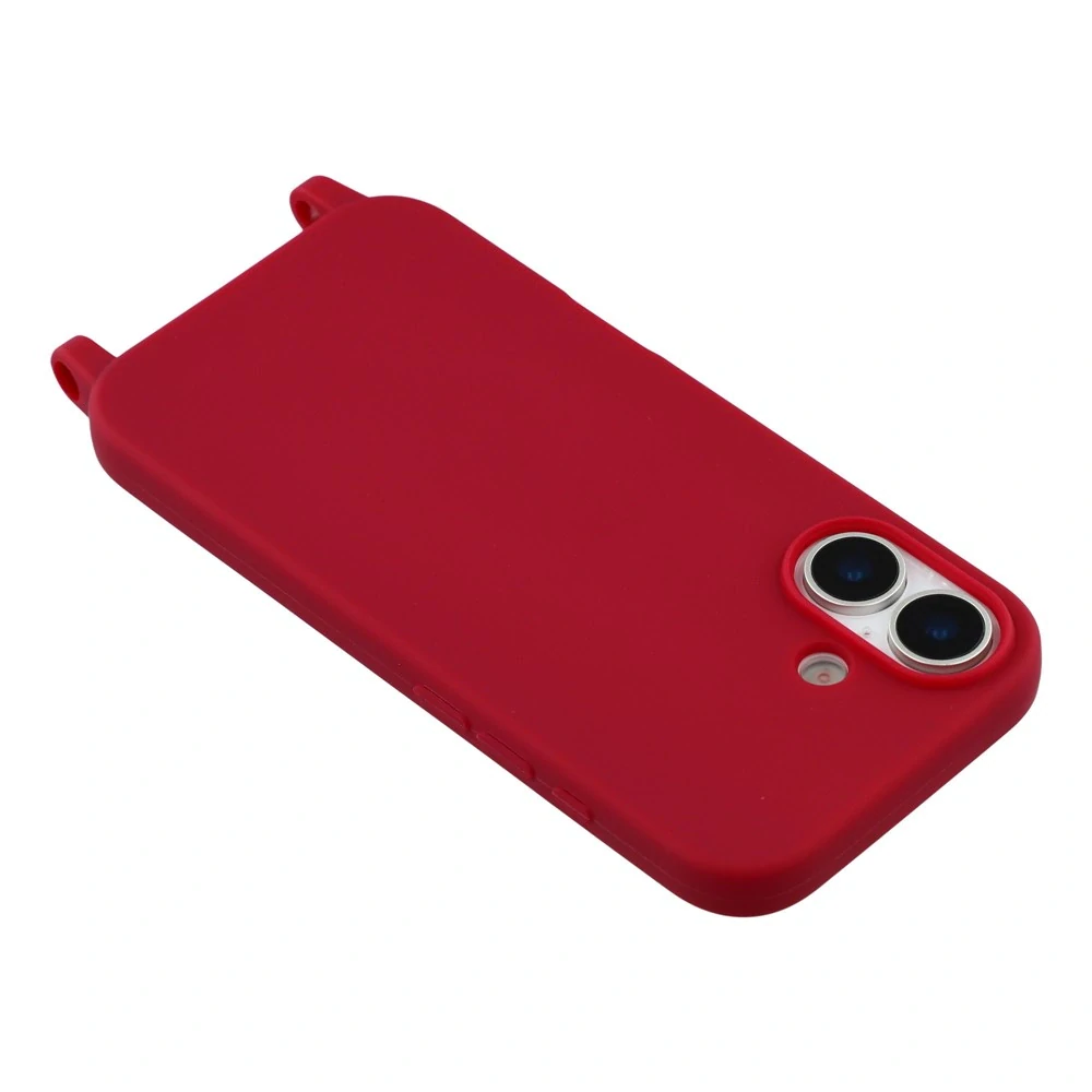Kryt na iPhone 17 gumový so šnúrkou na krk vínový
