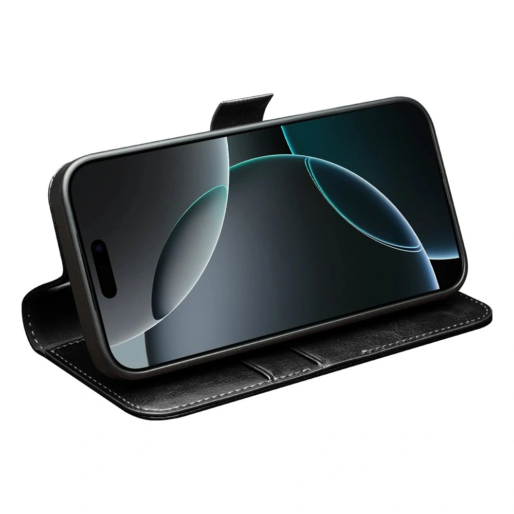 Puzdro QIALINO na iPhone 17 Pro Max Kožené čierne