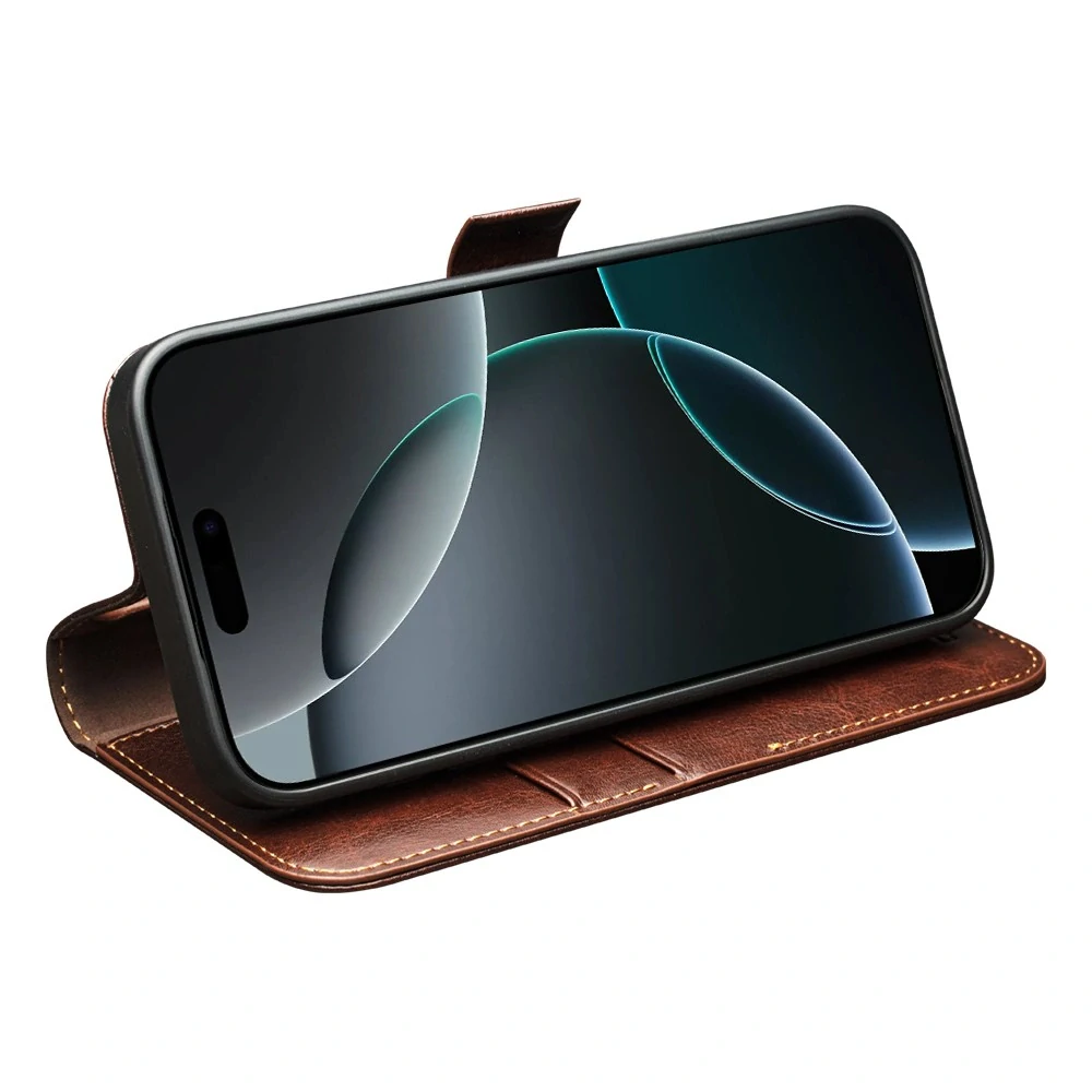 Puzdro QIALINO na iPhone 17 Pro Max kožené hnedé
