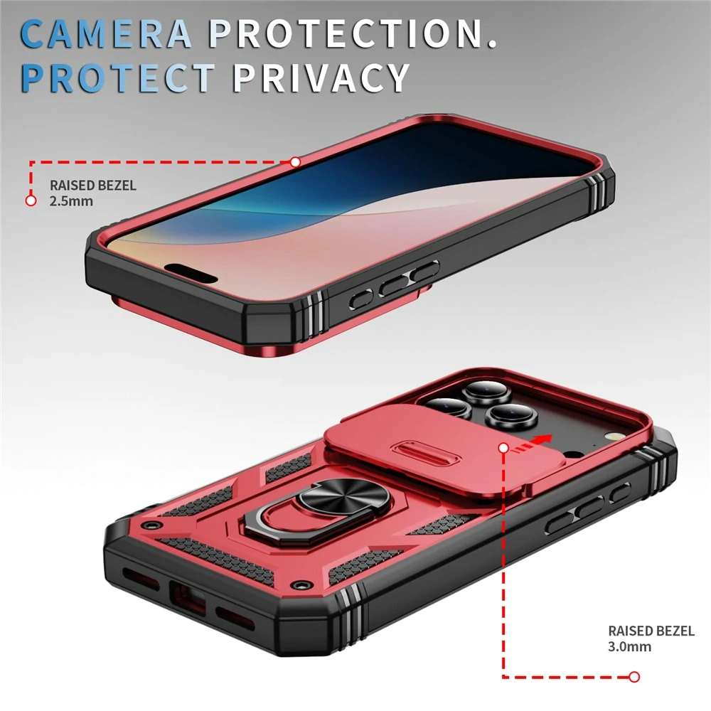 Kryt na iPhone 17 Pro Max odolný s krytkou na fotoaparát červený