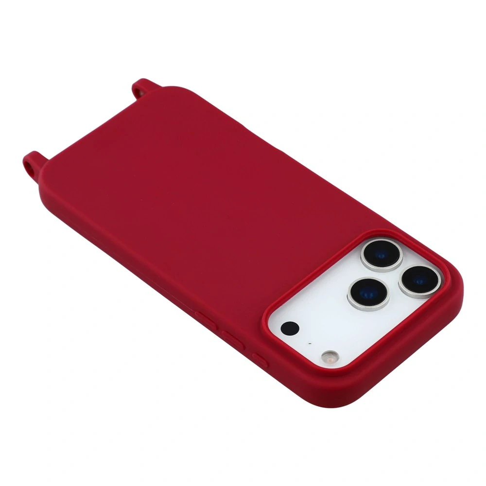 Kryt na iPhone 17 Pro Max gumový so šnúrkou na krk vínový
