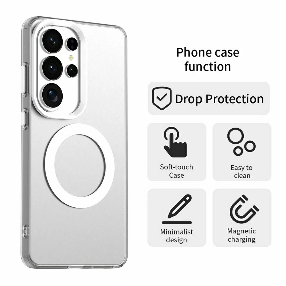 Kryt na Samsung Galaxy S26 Ultra gumový Magnetic (podpora MagSafe) biely