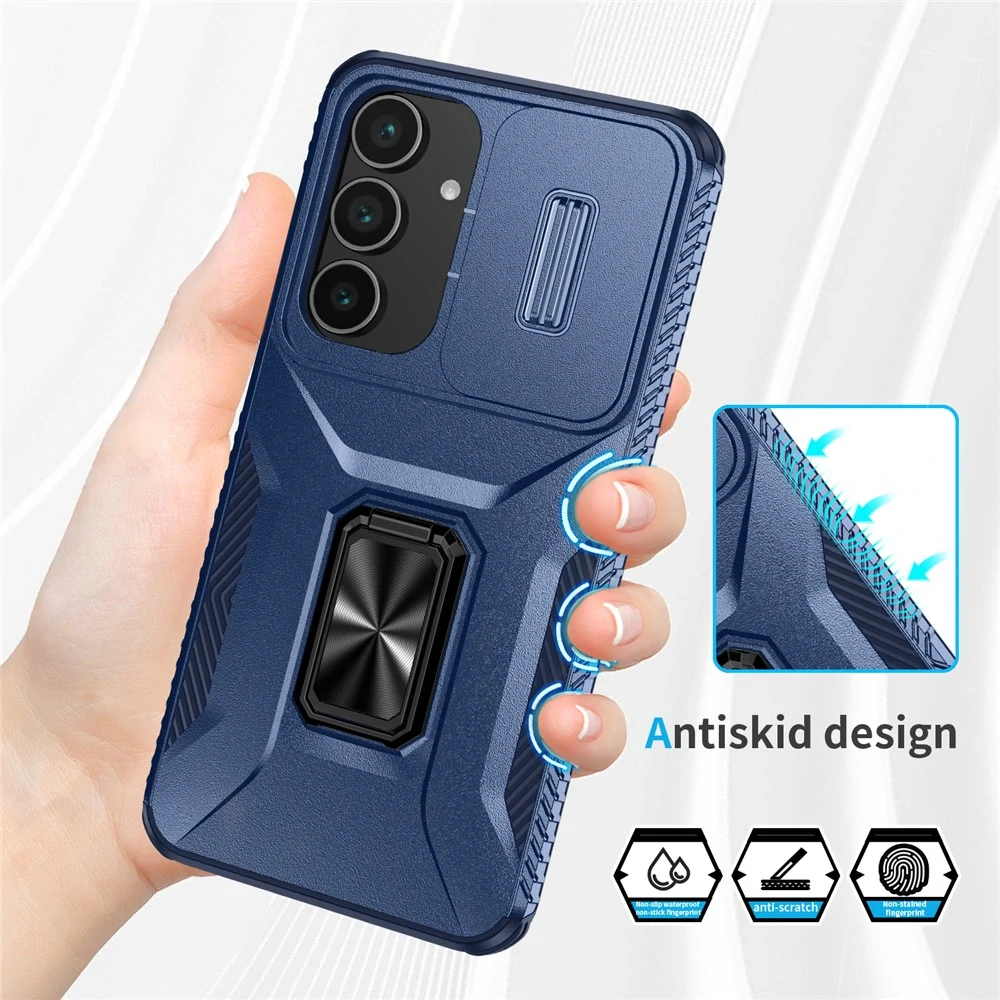 Kryt na Samsung Galaxy S25 FE odolný s krytkou na fotoaparát tmavo modrý