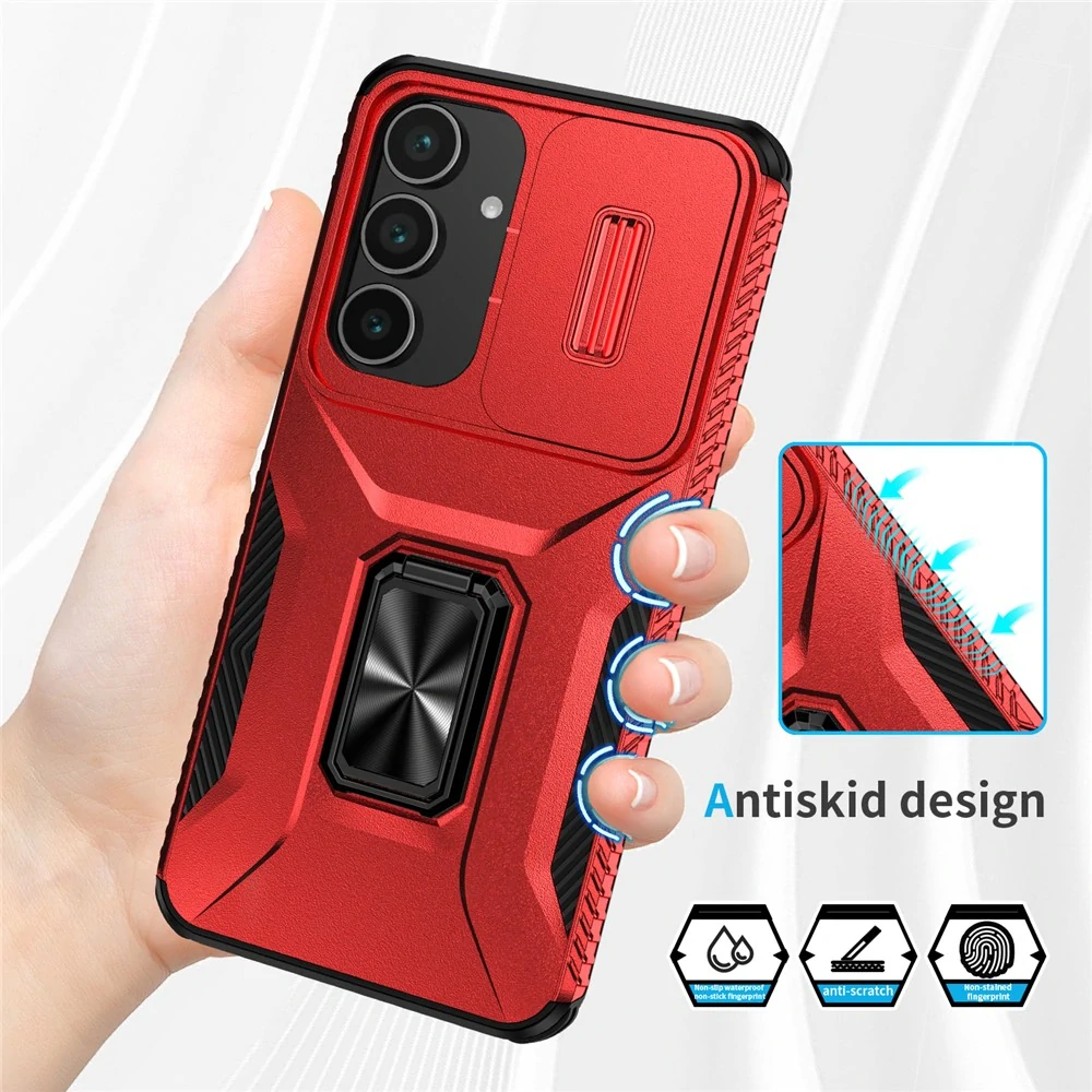 Kryt na Samsung Galaxy S25 FE odolný s krytkou na fotoaparát červený