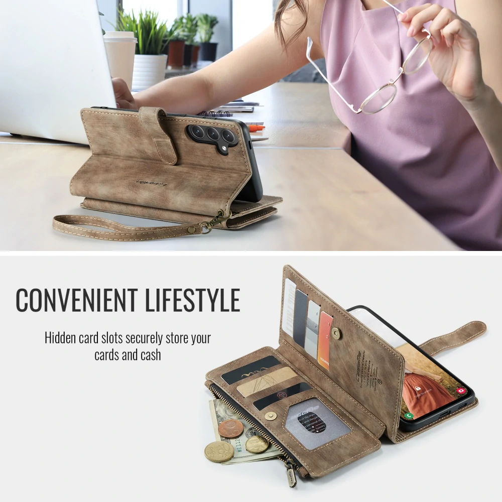 Puzdro na Samsung Galaxy S25 FE CASEME Deluxe hnedé