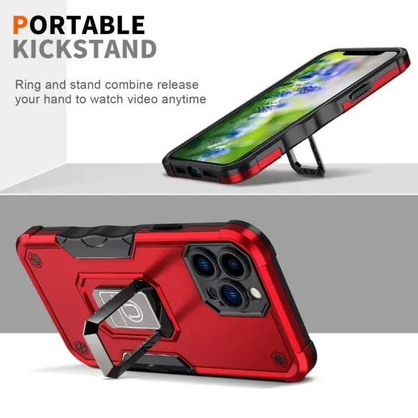 Kryt na iPhone 14 Pro odolný Kickstand červený