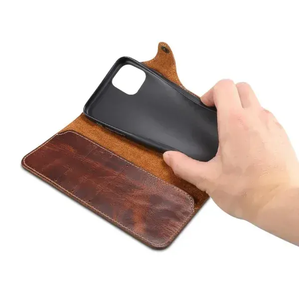 Púzdro na iPhone 14 Pro Max Kožené hnedé