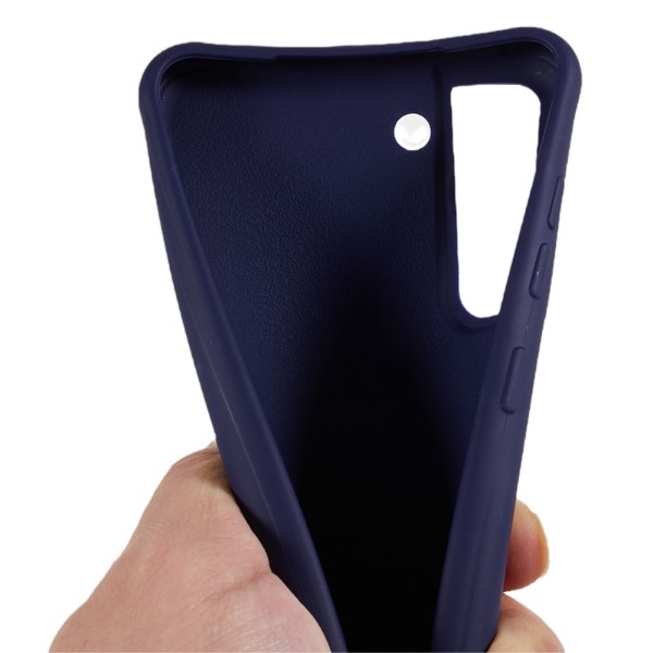 Kryt na Samsung Galaxy S21 FE gumový so šnúrkou na krk modrý