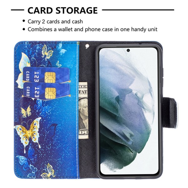 Puzdro na Samsung Galaxy S21 FE Motýľ modré