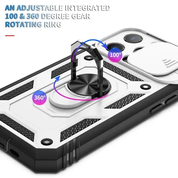 Kryt na iPhone 13 Pro Max odolný s krytkou na fotoaparát biely