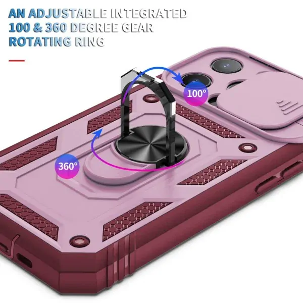 Kryt na iPhone 13 Pro Max odolný s krytom na fotoaparát vínový