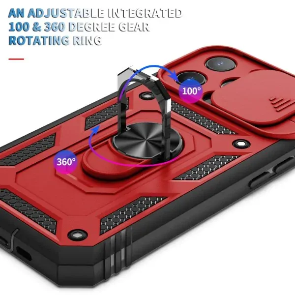 Kryt na iPhone 13 Pro Max odolný s krytom na fotoaparát červený