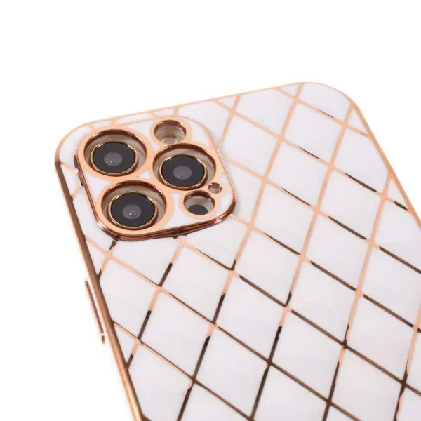 Kryt na iPhone 13 Pro Max Electroplated rhombus biely