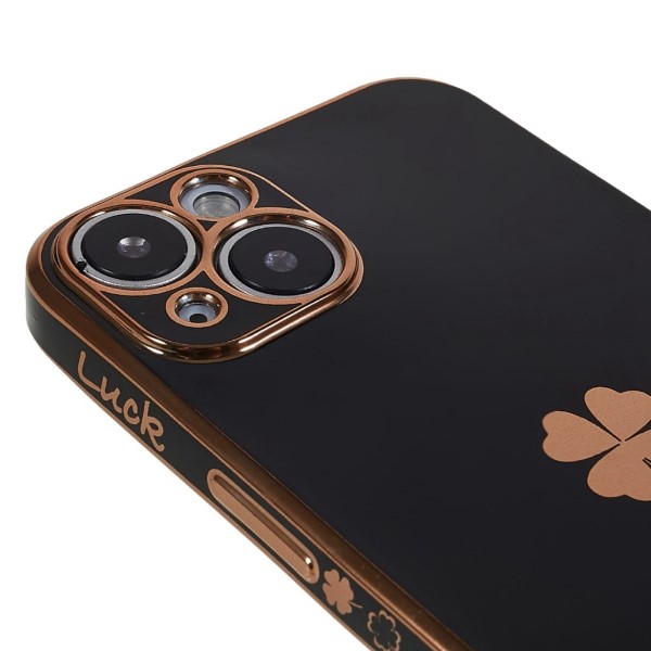 Kryt na iPhone 14 Plus Electroplated štvorlístok čierny