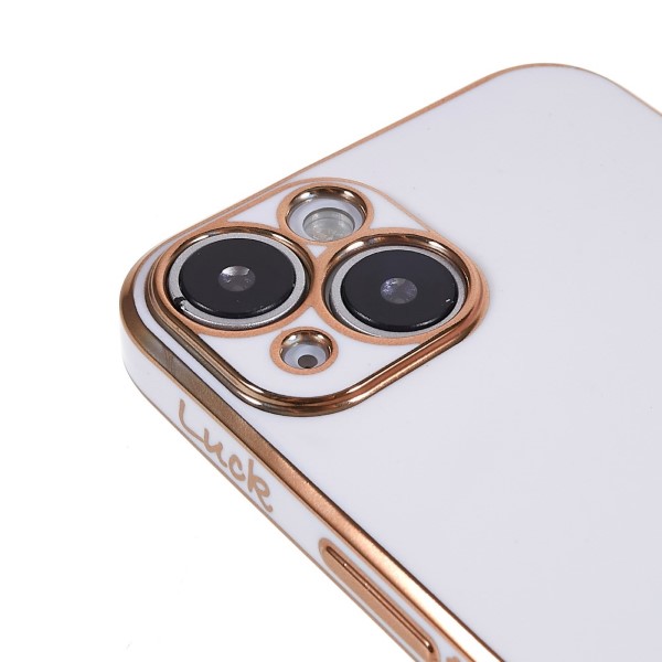 Kryt na iPhone 14 Plus Electroplated štvorlístok biely