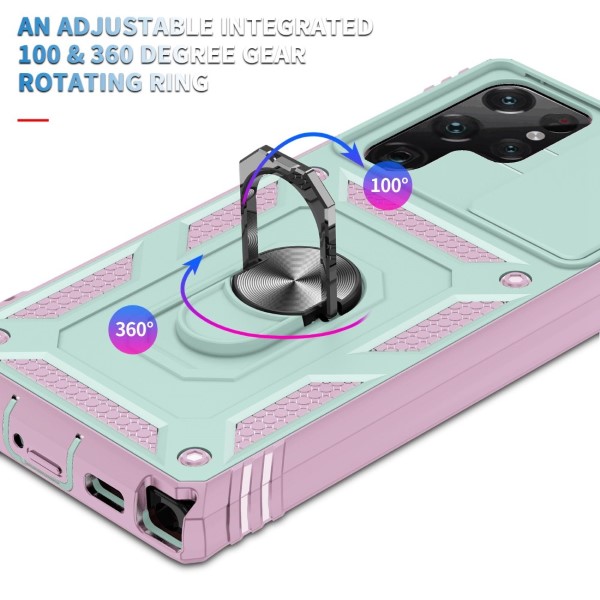 Kryt na Samsung Galaxy S22 Ultra odolný s krytom na fotoaparát ružový