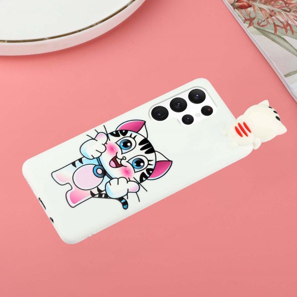 Kryt na Samsung Galaxy S22 Ultra 3D Mačiatko biely