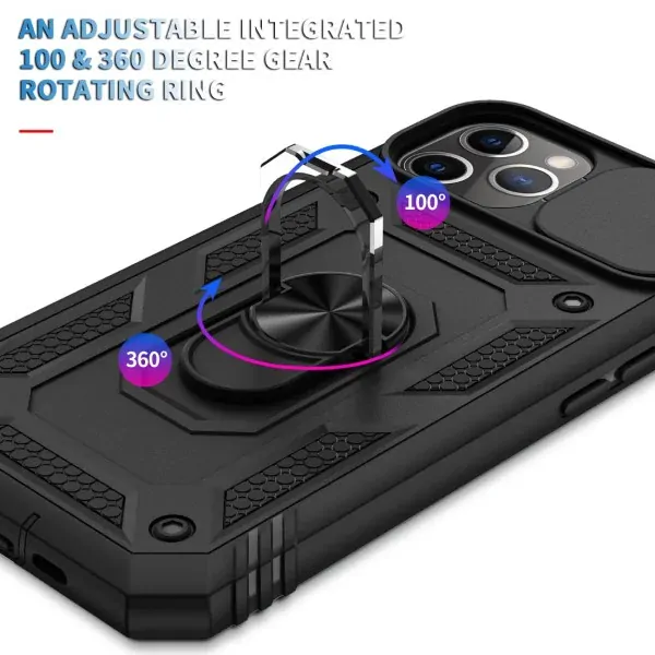 Kryt na iPhone 11 Pro Max odolný s krytkou na fotoaparát čierny