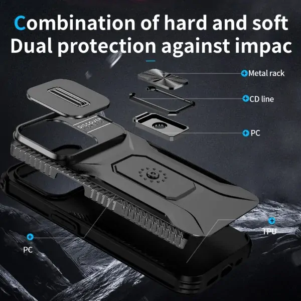 Kryt na iPhone 15 Pro odolný s krytkou na fotoaparát čierny