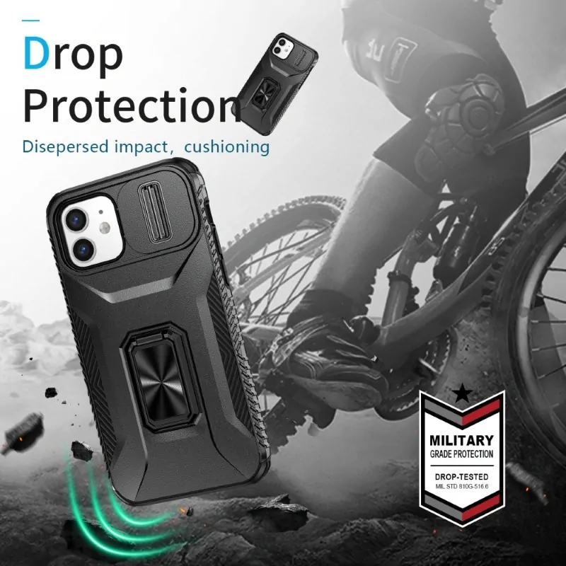 Kryt na iPhone 12 / 12 Pro odolný s krytom na fotoaparát čierny