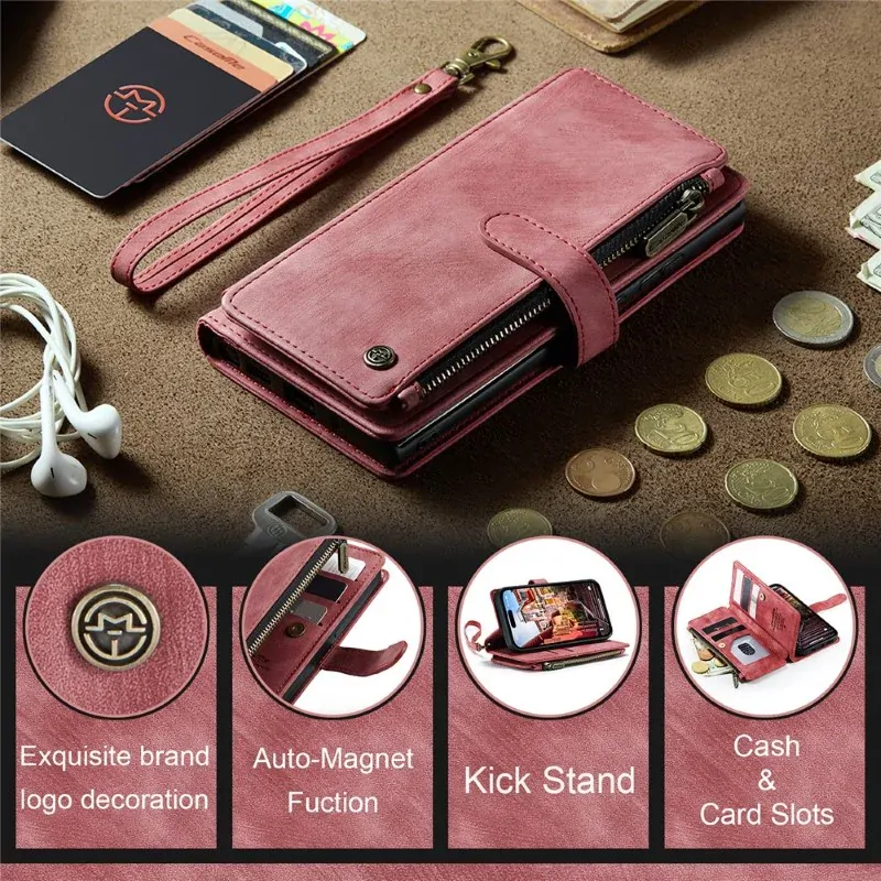Púzdro pre iPhone 15 Pro Max CASEME Luxury Double Layer červené