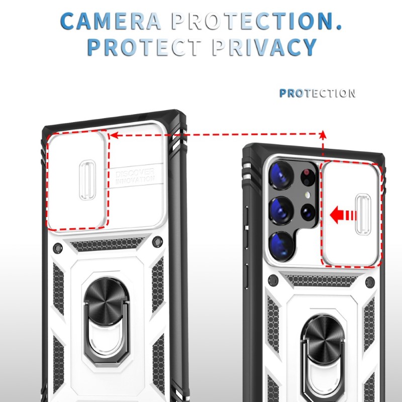 Kryt na Samsung Galaxy S24 Ultra odolný s krytom na fotoaparát biely