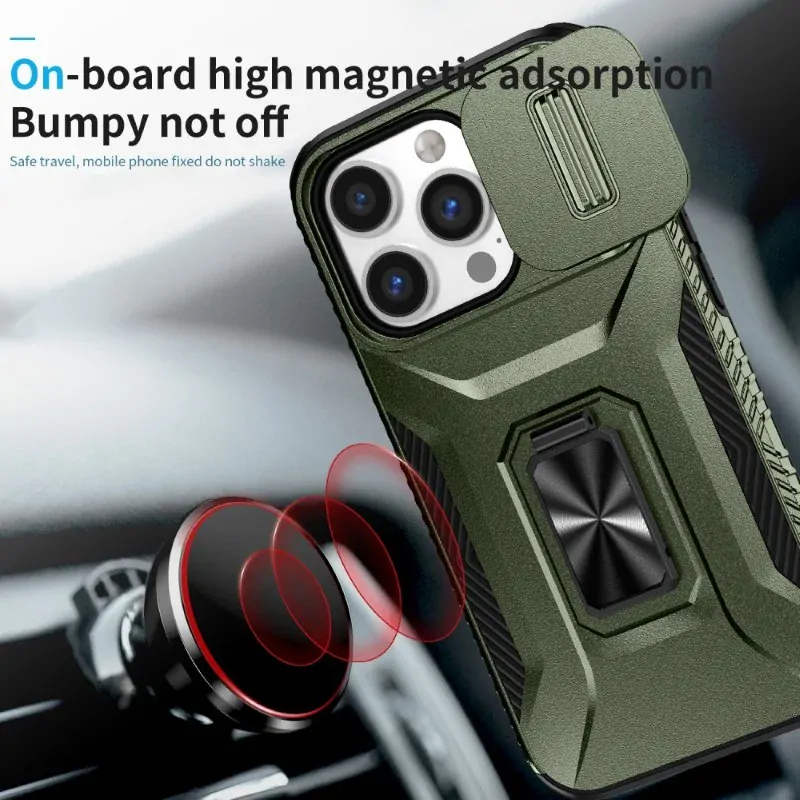 Kryt na iPhone 13 Pro odolný s krytom na fotoaparát zelený